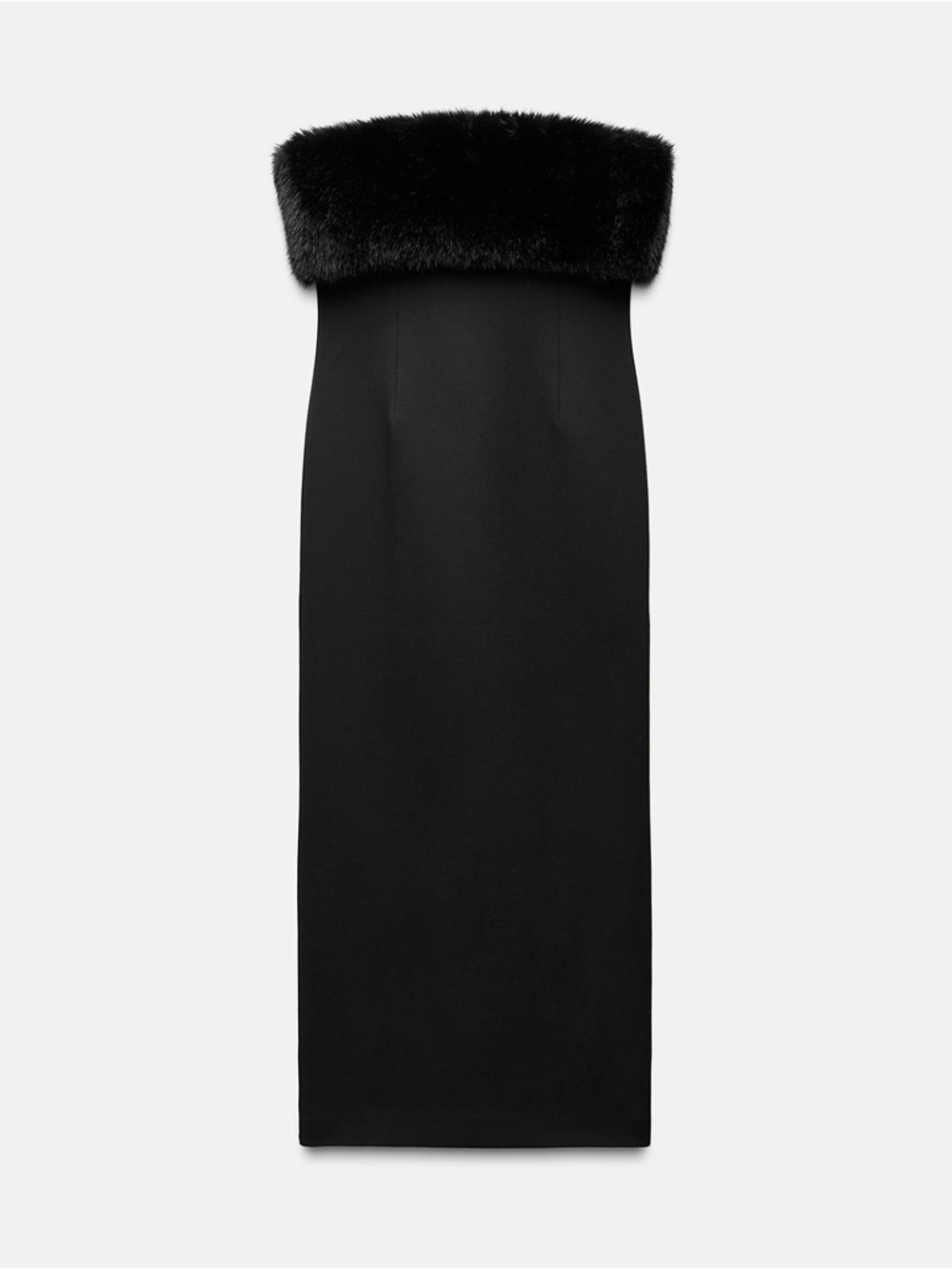 Zara Faux Fur Bust Midi Dress NWOT